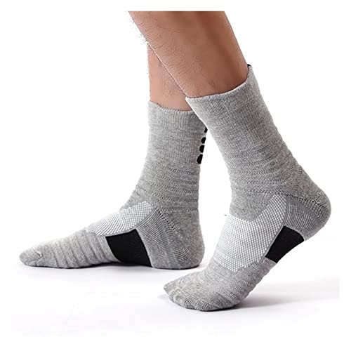 VSOLS Basketball Socks Breathable Sweat-Wicking Sports Socks Long and Short Sweat-Wicking Deodorant Socks Spring and Winter (Color : Mid Gray-Thicken)4