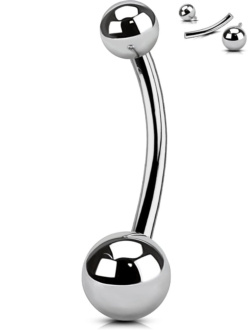 OUFER Body Piercing Piercing de ombligo de titanio de 10/12/14/16 mm, 14 G, piercing para ombligo, joyería para ombligo, piercing para ombligo, barra de ombligo