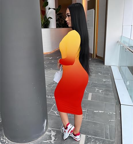 Image of Nimsruc Womens Autumn Casual Sexy Long Sleeves Bodycon Dress Basic Pencil Midi Club Dresses