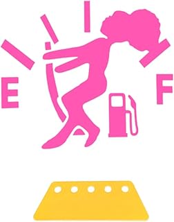 Funny Car Fuel Tank Sticker, Waterproof EF Logo High Gas Consumption Decal, Men Women Exterior Fuel Gage Empty Sticker for Most Vehicles, Universal Car Accessories (Hair Female, Pink)