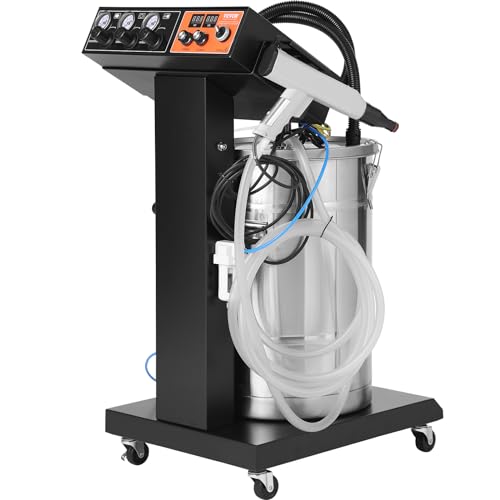 VEVOR Powder Coating System - 40W 100KV Electrostatic Output Kit with 50L Powder Hopper 450g/Min Spray Gun & Trolley Base Indoor/Outdoor