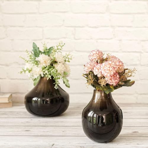 Image of BEHOMA Metal Round Flower Vase for Home Decor Bedroom Living Room Office Wedding|Table Decorative Item for Festivals Birthday Brass(Set of 2)