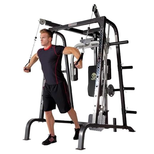 Marcy MD-9010G - Máquina de gimnasia (máquina Smith, banco de pesas extraíble, carga de 272 Kg, rodamiento lineal)