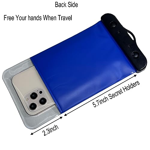 DRLOKPAK Waterproof Travel Neck Wallet Passport Holder 2Pack Dry Pouches to Keep your Boarding Pass Key Phone Cash ID Door Credit Card Ticket Dry and safe(Black+Blue)4