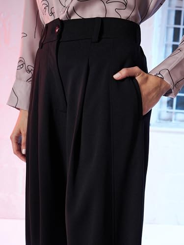 Image of Black Button Hem Darted Balloon Pants