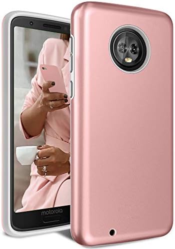 Moto G6 Case, Androgate [Pearl Series] Hybrid Matte Protective Back Cover Bumper Case for Motorola Moto G 6th Generation (2018), Pink Gold