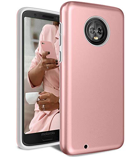 Androgate Moto G6 Case, [Pearl Series] Hybrid Matte Protective Back Cover Bumper Case for Motorola Moto G 6th Generation (2018), Pink Gold