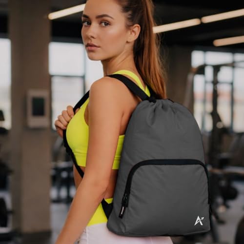 Image of Tukzer 15L Drawstring Daypack,Tablet Sleeve, Gym Bag Rucksack Backpack with Zip Pocket, Sports Shoe Bag, Shoulder Strap Breathable Mini Travel Backpacks for Men and Women, Aliens 34 X 43 X 10 CM-Grey