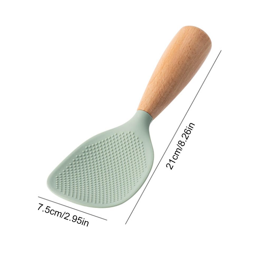 Rice Paddle Spoon Non-Stick Vertical Rice Spoon Kitchen Tool with Wooden Handle Stand Up Serving Spoon Spatula for Kitchen Cooking