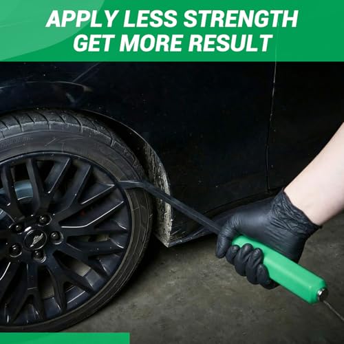 Image of 48 Inch Metal Striking Cap Pry Bar Long Heavy Duty Pry Bar with Mechanic's Handle for Positioning Aligning Prying Iron Worker Tools (Green)