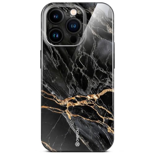 Coque iPhone 16 Pro antichoc marbre noir pailleté protection rigide dos
