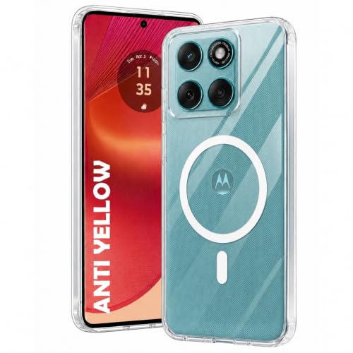 Image of DIZORO Crystal Clear Magnetic Compatible with Motorola Moto Edge 60 Fusion Back Cover case with Anti-Yellow (Compatible with Magsafe) Anti-Scratch | Shockproof Transparent Cover
