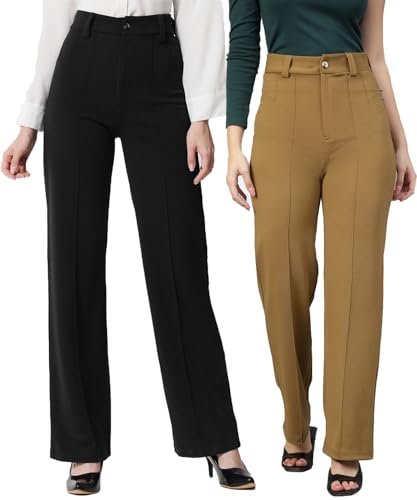 Image of KOTTY Women Polyester Blend Solid Trousers