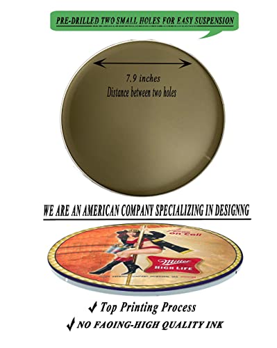 Tin Sign Beer Pin-Up Girl Vintage Style Round, Retro Lightweight Aluminum Metal Round S Decor Wall Art Posters Gifts For Door Plaque Home Bars Clubs Cafes, 12X12 Inch Sign #TOP2