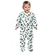 Emelivor Dinosaur Skateboard White Unisex Baby Newborn One-Piece Pajamas Footie Long Sleeve Romper Pjs for Girl Boy Kids