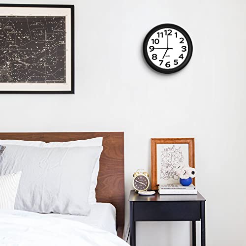 Hippih 2 Pack Silent Wall Clock, 10 Inch Non Ticking Quiet Digital Sweep Decorative Battery Operated Wall Clocks For Living Room Bedroom Kitchen School Office Decor, Black #TOP6