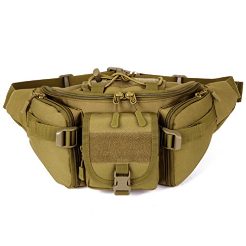 Unistrengh-Tactical-Waist-Pack-Military-Fanny-Belt-Pouch-Waterproof-WR-Bum-Bag-for-Outdoor-Climbing-Fishing-Running-Hunting-Fit-IPhone-8-7-7plus-Coyote-Brown