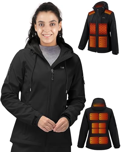 QOPOYU Heated Jacket for Women with Βαtterγ Pack, Winter Outdoor Soft Shell Windproof Women's...