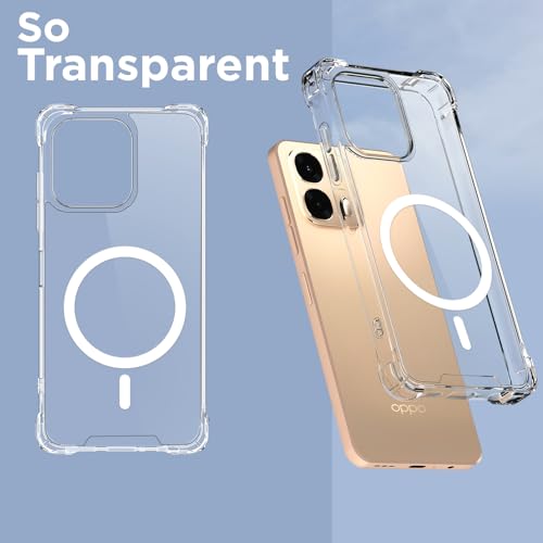 Image of Amazon Basics Back Cover for Oppo A6 Pro 5G Mag-Safe Shockproof PC + TPU Protective Case Magnetic Support Bumper Case (Transparent Mag-Safe)