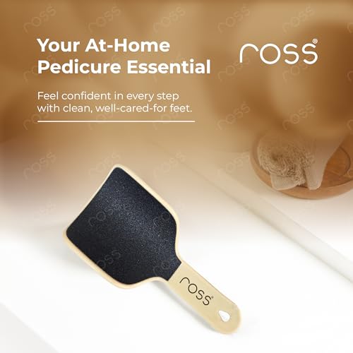 Image of Ross Curved Foot File Scrubber - Wide Surface Callus Remover for Cracked Heels & Dead Skin | Pedicure Tool with Anti-Slip Handle & Hanging Loop | Professional Foot Care for Smooth Feet (Beige)