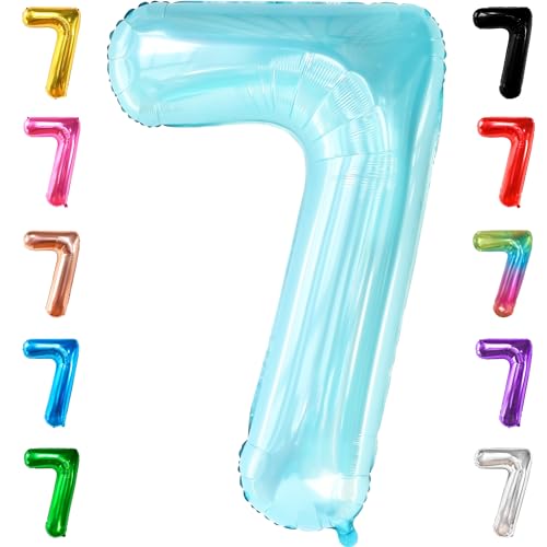 Image of KatchOn Light Blue Number 7 Balloon 40 Inch