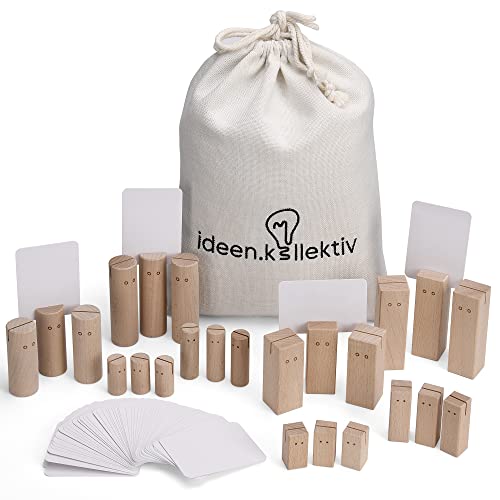 ideen.kollektiv System Board Pro figuras de madera con tarjetero para tarjetas de coaching figuras sistémicas para coaching y constelaciones familiares, material de organización y terapia