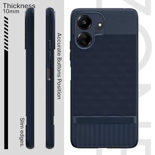 Image of Pikkme Back Cover for Redmi 13c 4G / Redmi 13c 5G / Poco C65 Camera Protection 3D Hexa Cube Design Silicone Protective Bumper Case (Blue)