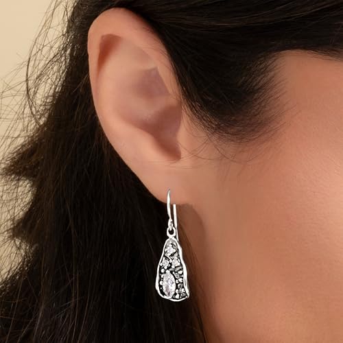 925 Sterling Silver Dangle Earrings for Women - Triangle Shield with Cubic Zirconia Vintage Design - Hypoallergenic, Lead & Nickel Free - Artisan Handcrafted Statement Earrings by Jean Rachel Jewelry2