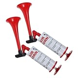 Gogogmee 2pcs Handheld Air Horn Pump Portable Sports Noisemaker Trumpet for Soccer Football Events Parties Celebrations Loud Cheer Signal Prop Red