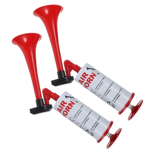 Gogogmee 2pcs Handheld Air Horn Pump Portable Sports Noisemaker Trumpet for Soccer Football Events Parties Celebrations Loud Cheer Signal Prop Red