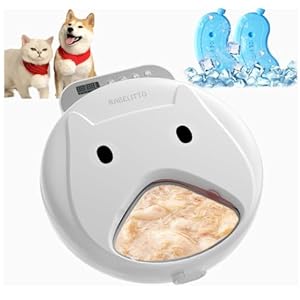 Automatic Cat Feeder Wet&Dry Food-Cordless Pet Food Dispenser-Pet Fresh Food Refrigerated Container with 2 Ice Packs,Programmable Timer Battery Powered Feeder for Cat Samll Dog-4 Meals Per Day-White
