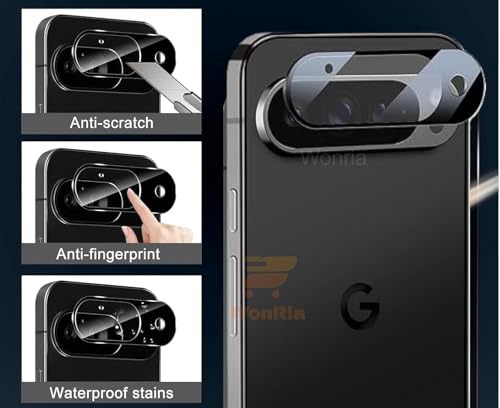 Image of WonRia 1+1 Pack - Tempered Glass for Pixel 9 5G (Fingerprint Working) with Camera Glass Protector Edges to Edge Screen Guard Protector 9H Hardness - (Pack of 2)