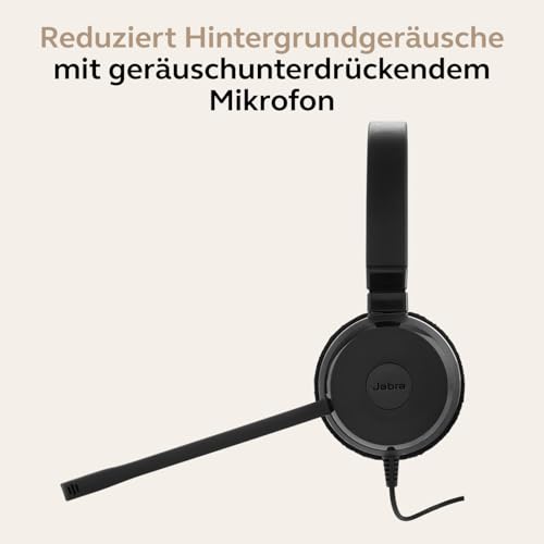 Jabra Evolve 20 MS Stereo Headset - Microsoft zertifizierte Kopfhörer für VoIP Softphone mit passivem Noise-Cancelling - USB-Kabel mit Anrufsteuerung - Schwarz – Bild 6