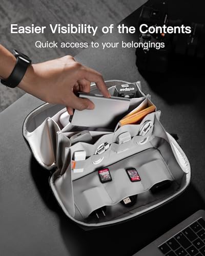Inateck Elektronik Case, Spritzwassergeschützte Zubehörtasche, USB Kabel Gadget Organizer Tasche, Reisefreundlich