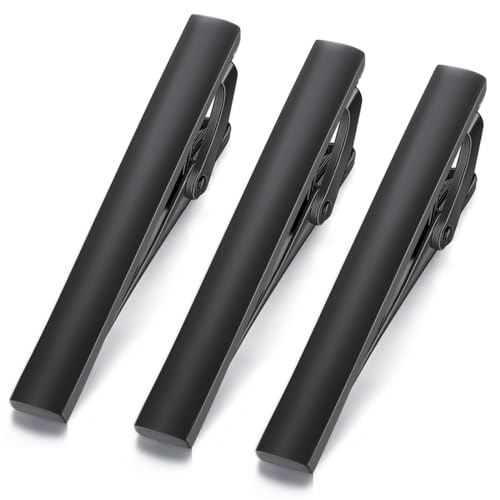 HONEY BEAR 3pcs Mens Tie Clip Set Tie Bar Normal Size for Wedding Business Shirt Gift 5.4cm(2.12inch)