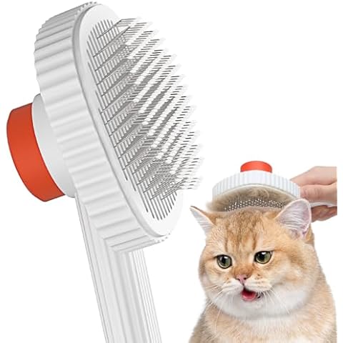 ACE2ACE Self-Cleaning Slicker Brush for Shedding, Long and Short Haired Indoor Cats - Removes Mats and Loose Hair Easily Cover