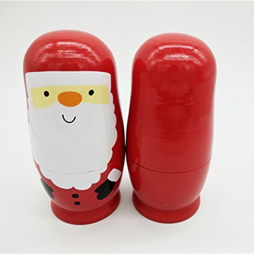 Healifty Russische Nesting Dolls Weihnachtsmann Schneemann Tiere Matryoshka Holz Russische Puppen Klassische Babuschka Handmade Geschenk 6 Stück