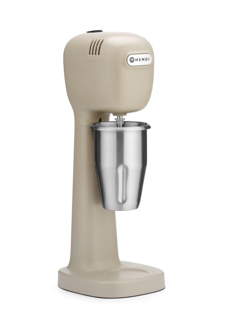 HENDI Mixer Professionale per Bevande, Aeratore di Bevande Leggere, Frappé, Cappuccini Freddi, Include 2 Bicchieri e 4 Agitatori, 230V/400W, 170x196x(H)490mm, Caramello