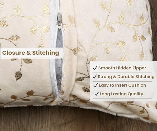 Image of RD TREND Velvet Rectangular 12x18 Inches Cushion Covers Set of 2 | Throw Pillow Covers for Sofa, Bed & Living Room | Perfect for Home Decor Cream