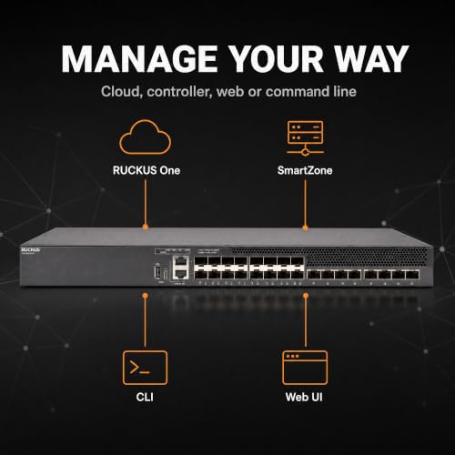 Image of Ruckus ICX8200-24FX Managed Switch, 16x 1 /10GbE SFP+ Fiber, 8x 25GbE SFP28 Uplinks - Stackable Enterprise Switch, 3-Yr Remote TAC Included, TAA Compliant