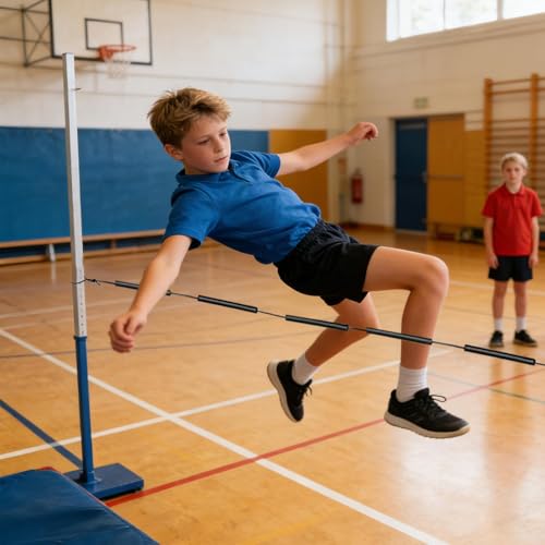 High Jump Crossbar, Elastic Training Bar, 8.2ft Length Regulation Standard, Gymnastics Athletics Equipment Home, Long Tail Field Track Practice, Workouts Conditioning Drills - Thumbnail 5