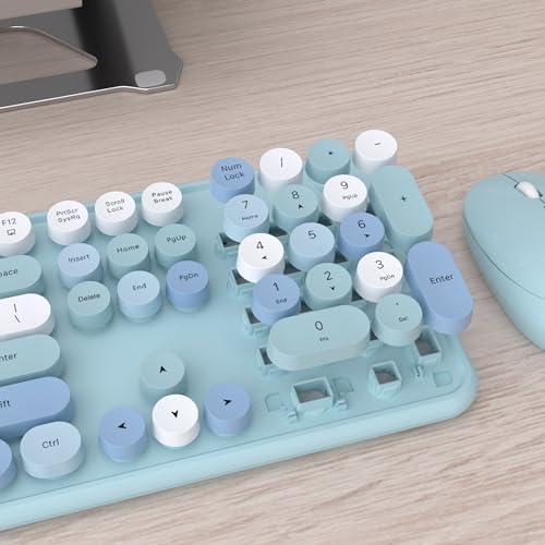 Image of UBOTIE Colorful Wireless Keyboard and Mouse Combo (Blue-Colorful)