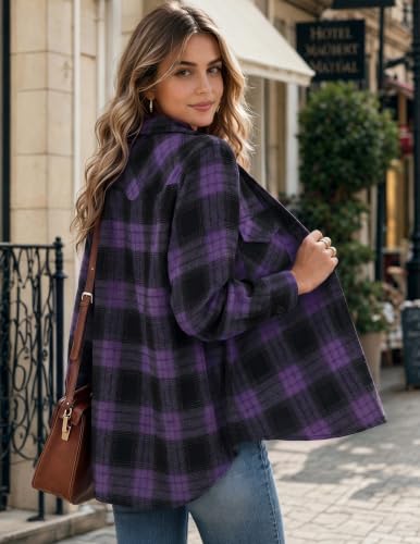 Image of Zeagoo Flannel Shirt Women Plaid Button Down Shackets Long Sleeve Fall Tops | Cotton Brushed Flannel Shirts Lightweight Loose Fit Blouse Business Casual Office Outfits 2026 Fashion Summer Western Clothes