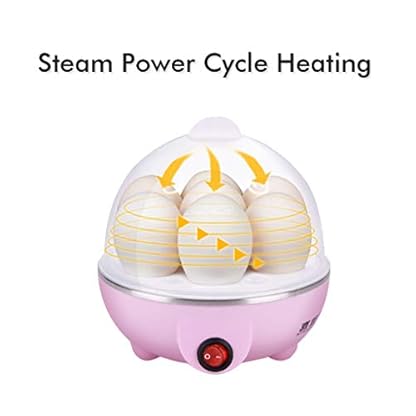 DreamJing Edelstahl Eierkocher,Elektrischer Eierkocher Egg Cooker Abschaltautomatik für 1-7 Eier gleichzeitig Rosa – Bild 5