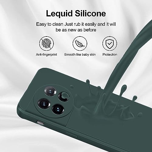 Image of DIZORO Compatible with Oneplus 11 5G Back Cover with Upgraded Square Edges for Camera Protection Shockproof Flexible Matte Liquid Silicone Mobile Phone Case (Forest Green)