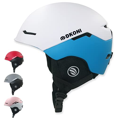 Dkoni Snowboard Helmet (Medium, White/Blue) #TOP23