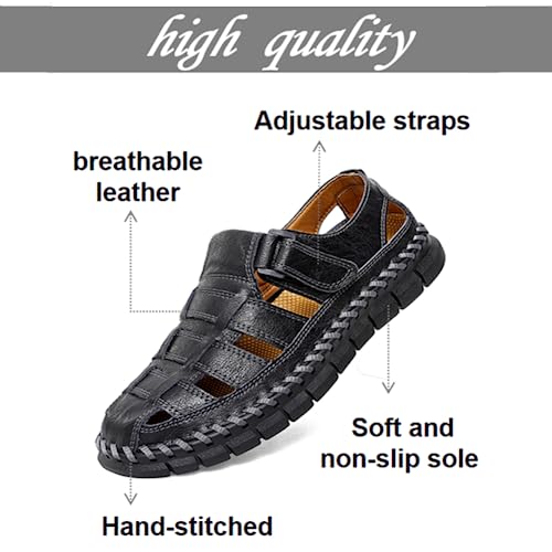 UIKGITP Mens Sandals Sandalias de Hombre Mens Casual Leather Sandals Fisherman Beach Sandals Hiking Water Shoes Closed Toe Outdoor Size 102