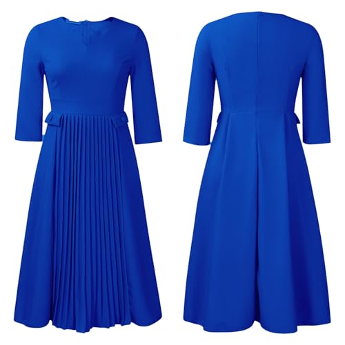 Image of Wear to Work Midi Dress for Women Business Casual A-line Dress Elegance Church Outfits