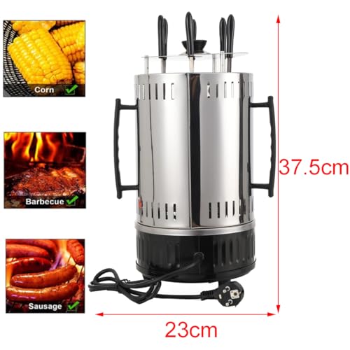 L-home 1000W Vertikaler Elektrischer Grill, 230V/50Hz Elektrogrill Schaschlikgrill mit 6 Spieße, 385°C Rotierende Spieße,für BBQ, Tischgrill, Vertikalgrill