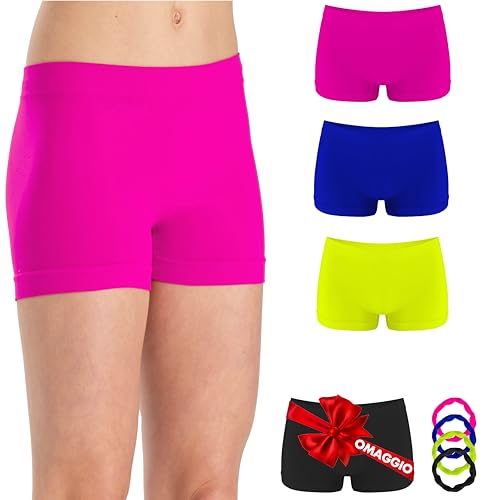 Risalti Culotte Bambina Colorate Microfibra 3 Pz - Mutande Bambina Slip Seamless, Intimo Senza Cuciture ed Etichette, Danza, Ginnastica Artistica, Bracciali Colorati in Omaggio - Made in Italy